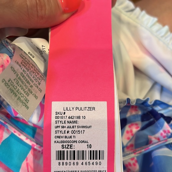 Lilly Pulitzer Kids UPF 50 Juliet Swimsuit Kaleidoscope coral NWT sizes 10&14 - Picture 9 of 12